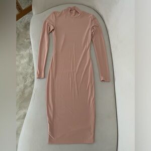 Fashion Nova Nude Turtleneck Bodycon Dress XS S